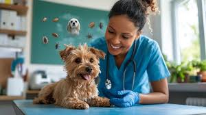 Veterinarian examining a puppy